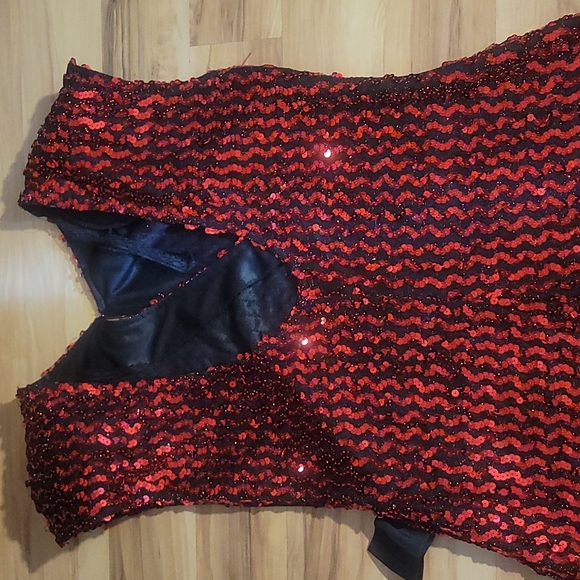 Vintage 80s Red Dress M-L - Picture 7 of 12